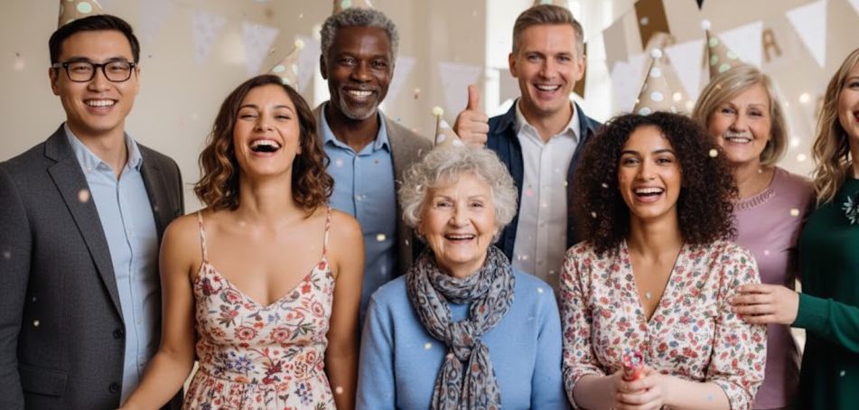 Family group at a large Gloucestershire holiday house